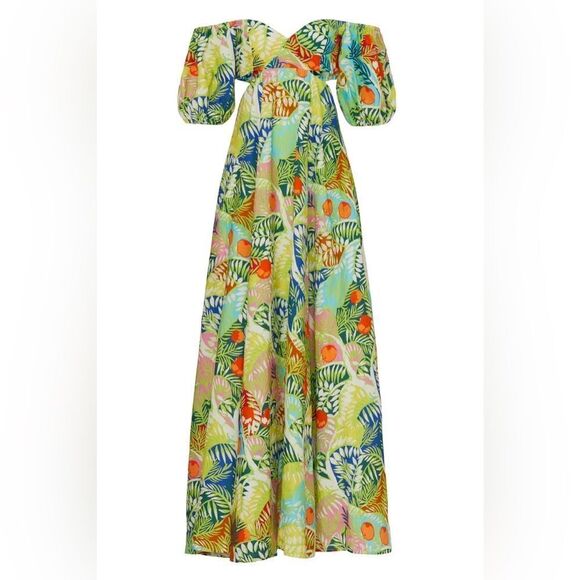 STAUD Coliseum Off-the-shoulder Print Maxi Dress In Green - Picture 5 of 13